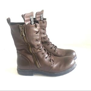 Brusque Women’s Combat Boots Leather Lace-up